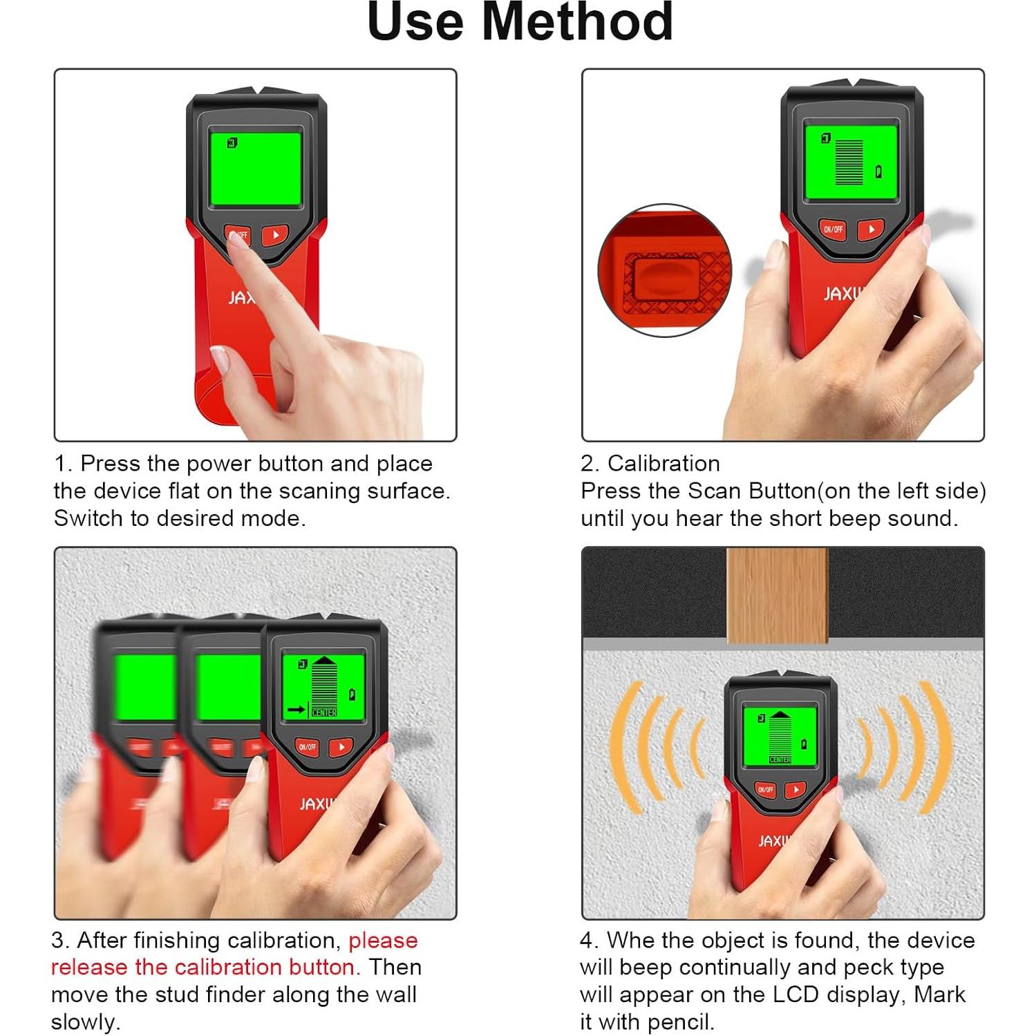 Buscador de Vigas JAXWQ TH410 5 en 1 Pantalla LCD Rojo