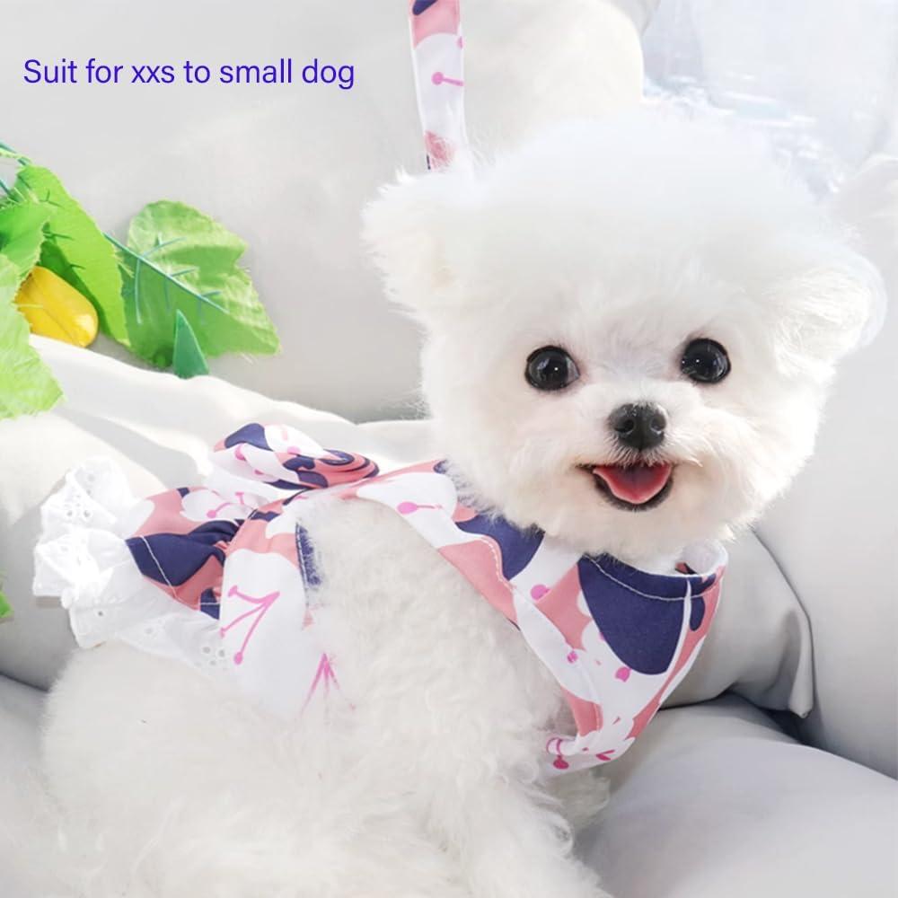 Vestido Arnés para Perro Pequeño Rosa Floral con Correa