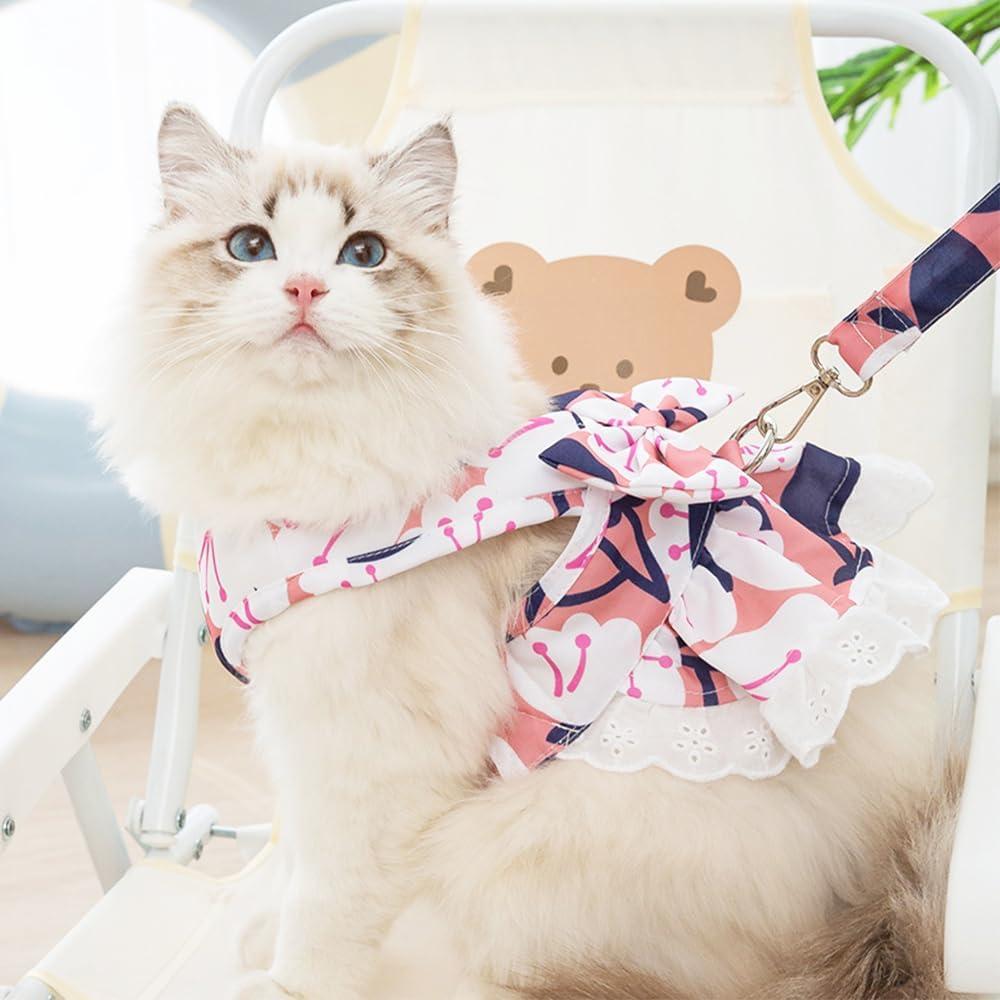 Vestido Arnés para Perro Pequeño Rosa Floral con Correa