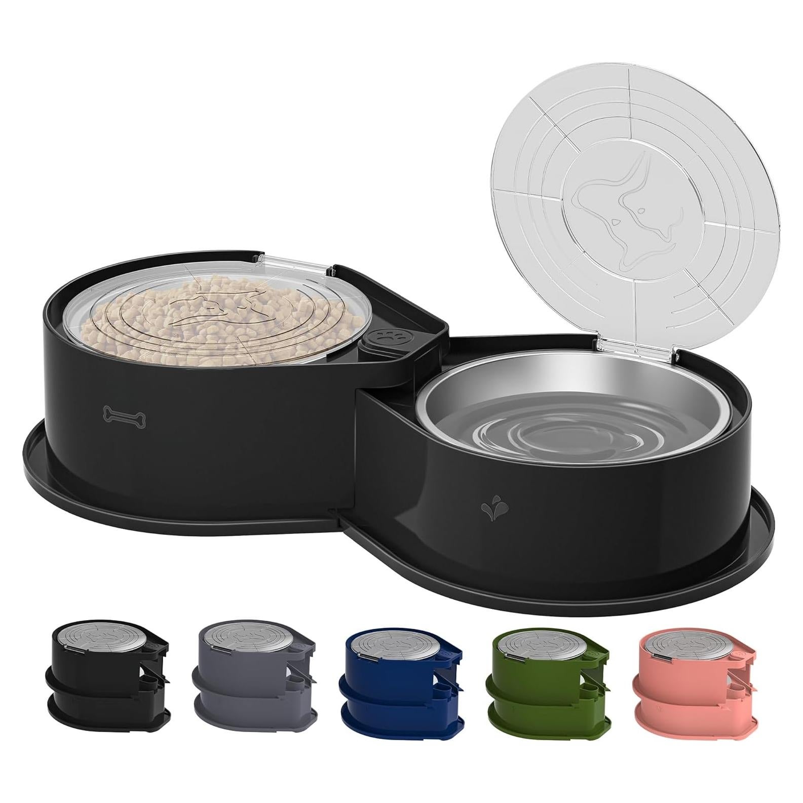 Cuencos de Acero Inoxidable Newget 800ml con Tapa Antideslizante