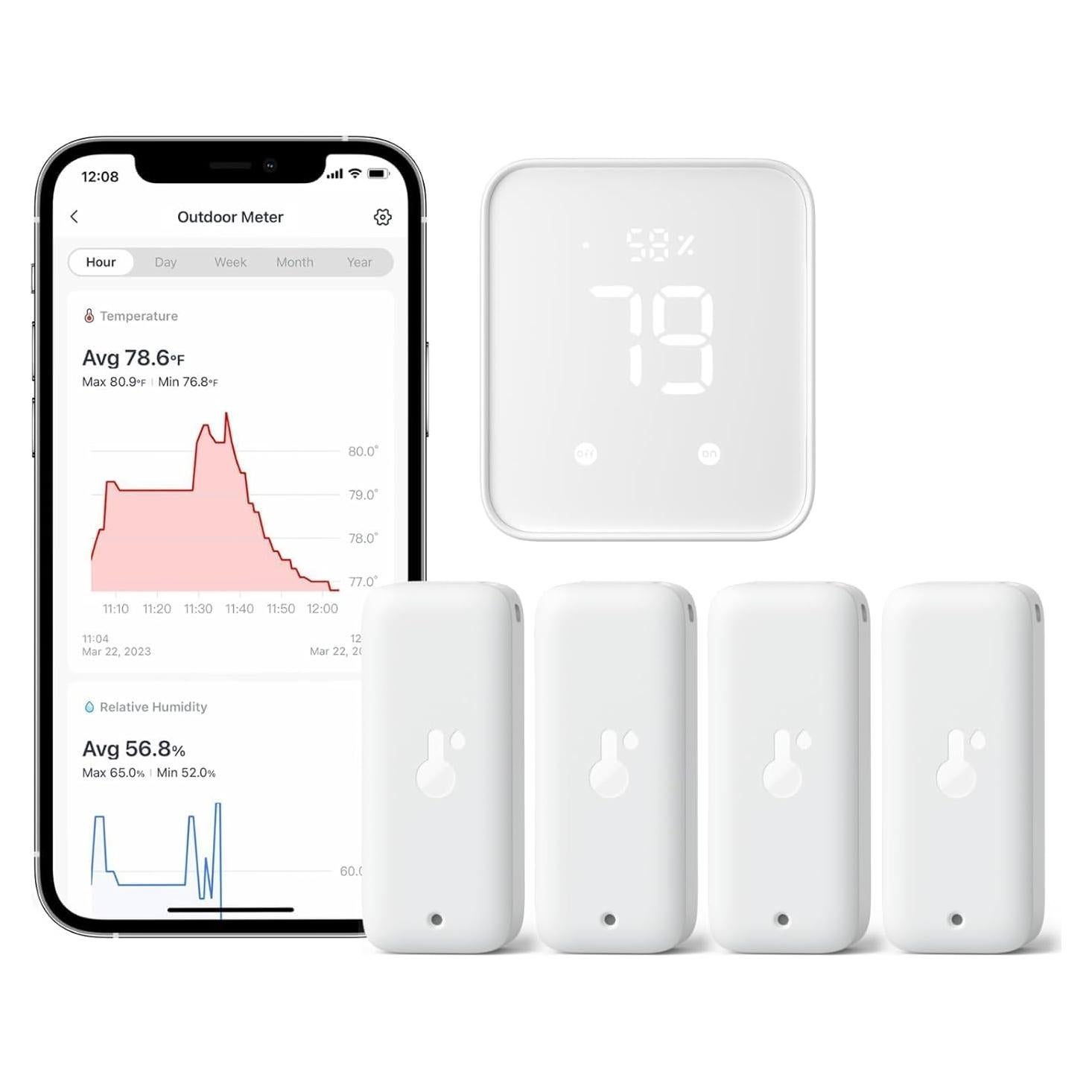 Sensor de Humedad Wi-Fi SwitchBot Hub 2 IP65 4 Pack