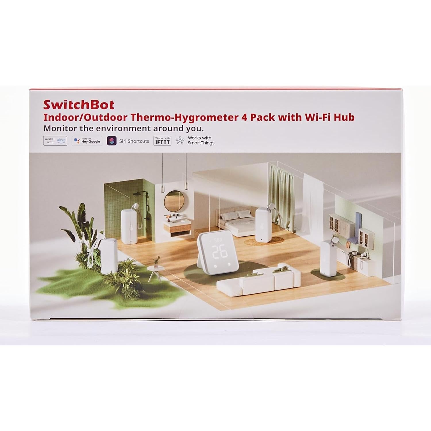 Sensor de Humedad Wi-Fi SwitchBot Hub 2 IP65 4 Pack