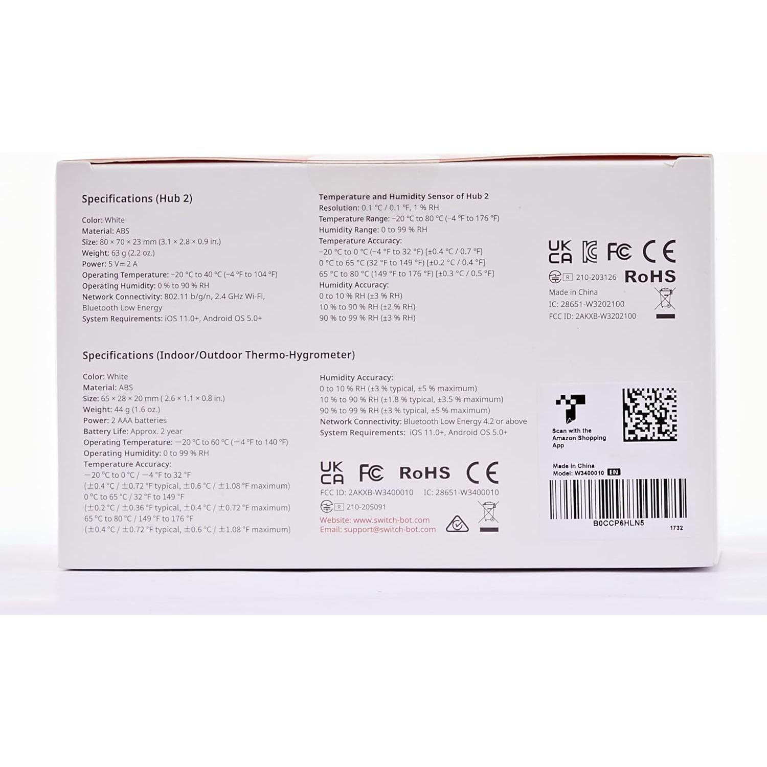 Sensor de Humedad Wi-Fi SwitchBot Hub 2 IP65 4 Pack