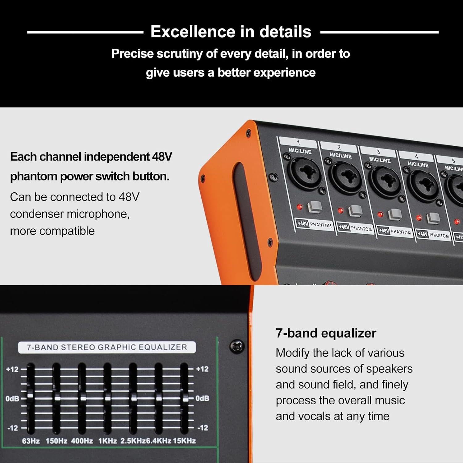 Mezclador de audio Depusheng TG8 8 canales Bluetooth USB