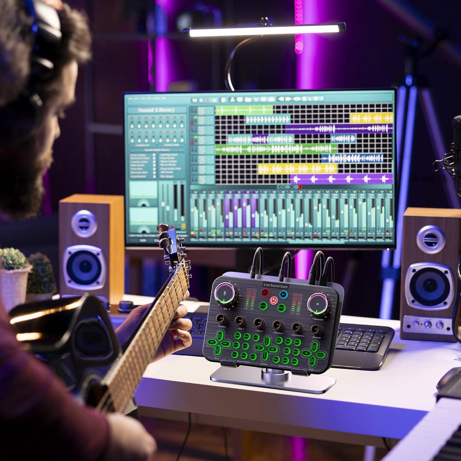 Mezclador de Audio Facmogu K600 para Streaming y Podcasting