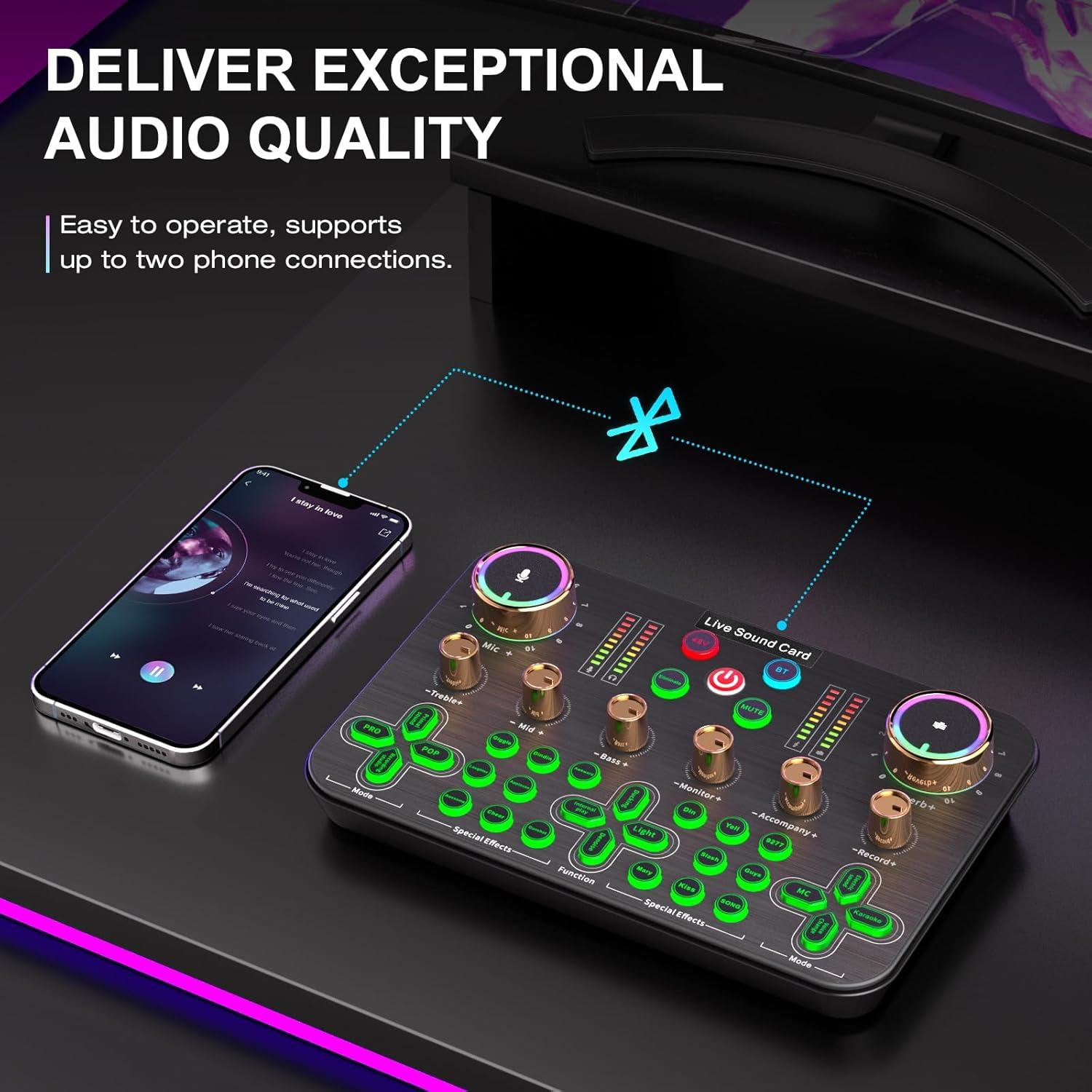 Mezclador de Audio Facmogu K600 para Streaming y Podcasting