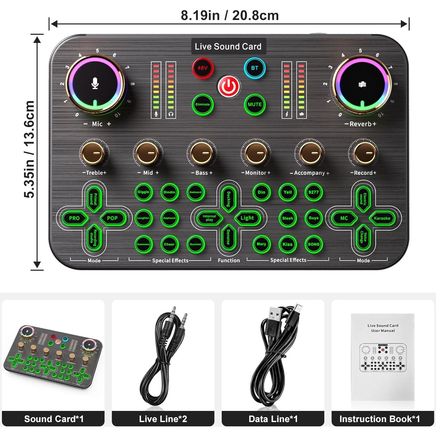 Mezclador de Audio Facmogu K600 para Streaming y Podcasting
