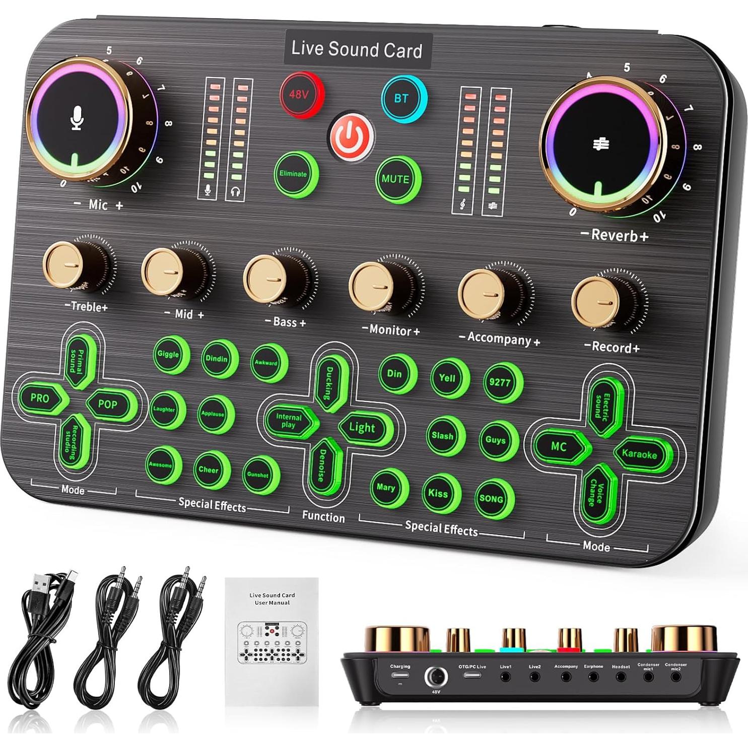 Mezclador de Audio Facmogu K600 para Streaming y Podcasting