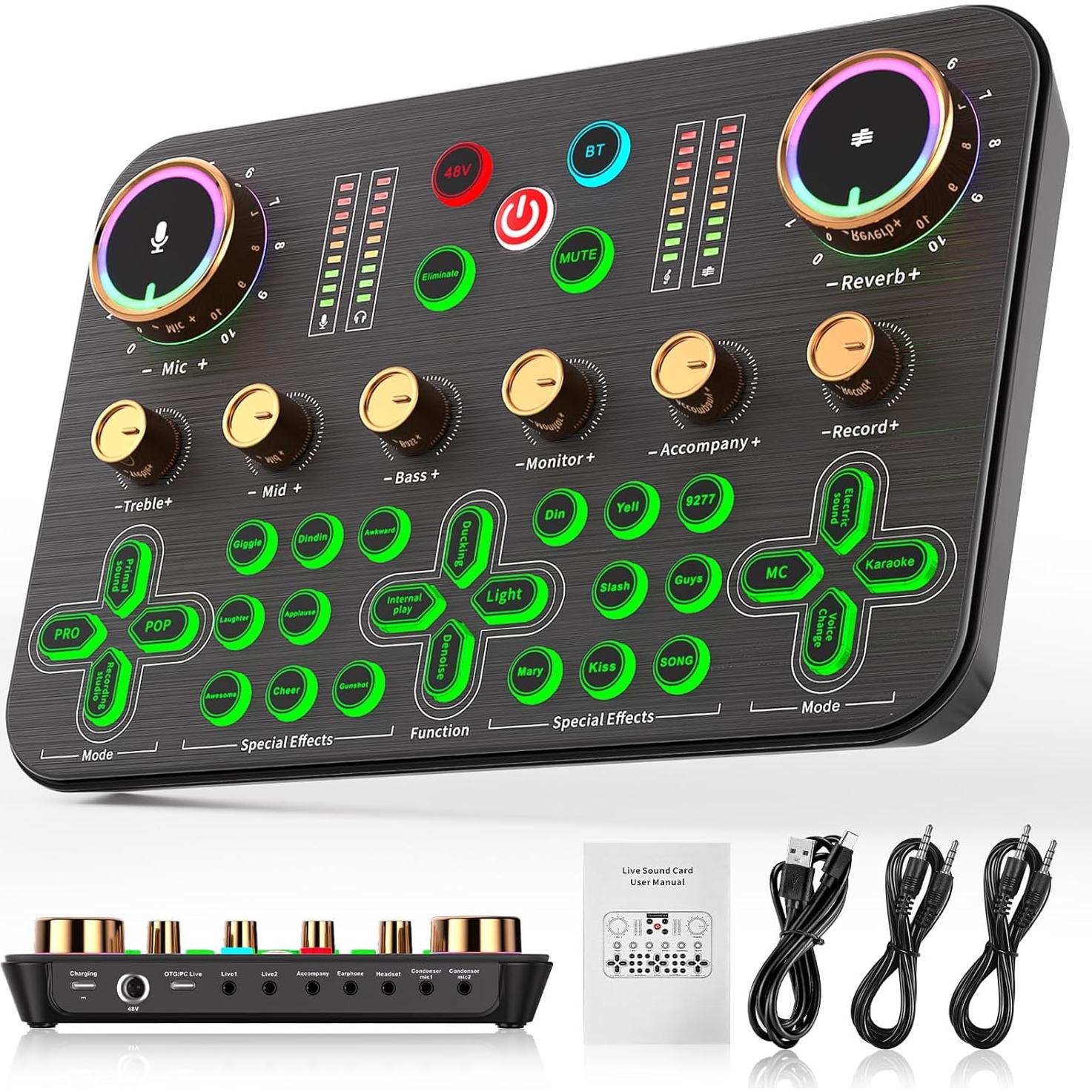 Mezclador de Audio Facmogu K600 para Streaming y Podcasting