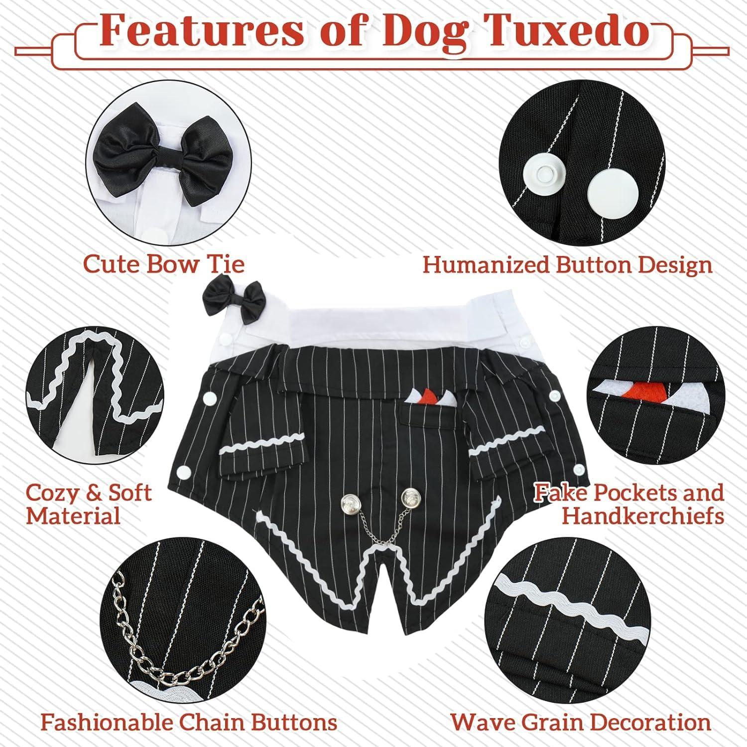 Disfraz Tuxedo para Perros DENTRUN Ajustable para Bodas