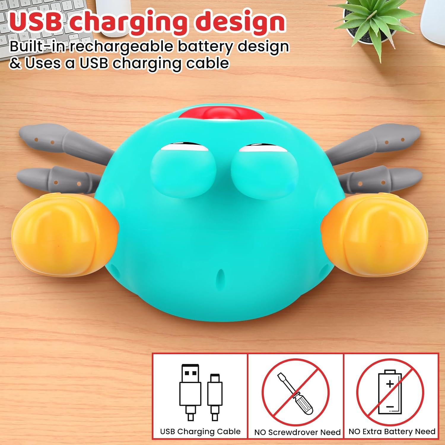 Juguete Cangrejo Rodante FunMission Verde con Música y Luz LED