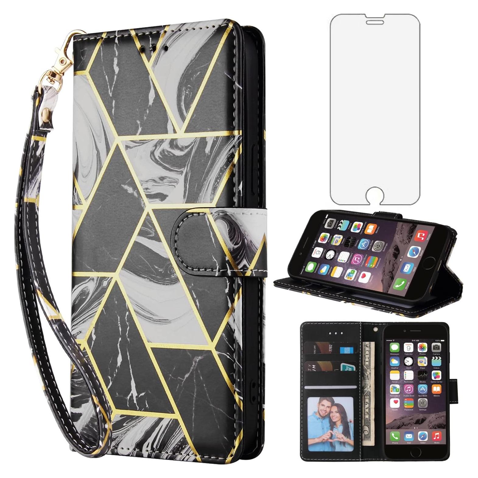 Funda Cartera Asuwish para iPhone 6 Plus/6S Plus Negro