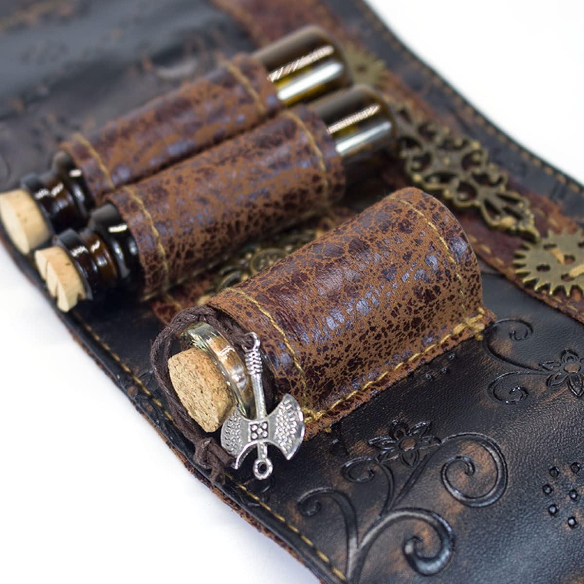 Muñequera Arm Bracer Cuff de Cuero Sintético con Frascos Vidrio