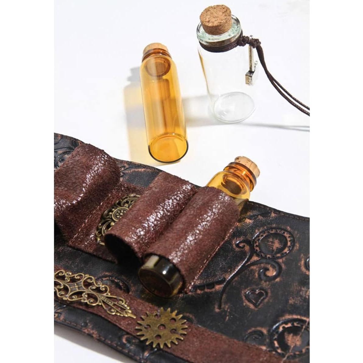 Muñequera Arm Bracer Cuff de Cuero Sintético con Frascos Vidrio