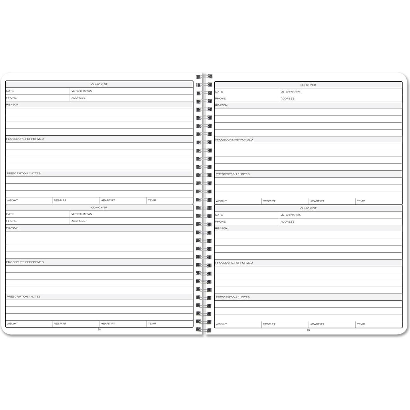 Cuaderno de Salud de Gatos BookFactory - 100 Páginas Wire-O