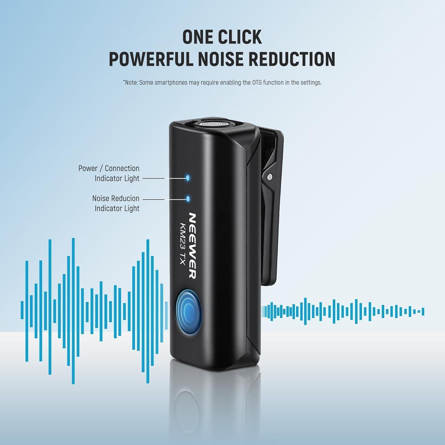 Micrófono Lavalier Inalámbrico NEEWER KM23 40m Rango 2 Transmisores