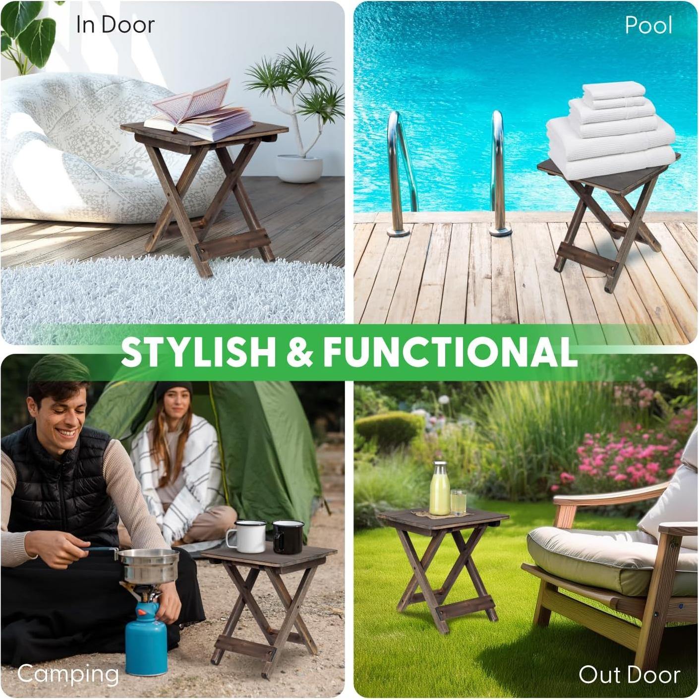 Mesa Lateral Plegable DAXULY de Madera Acacia 32.5 cm