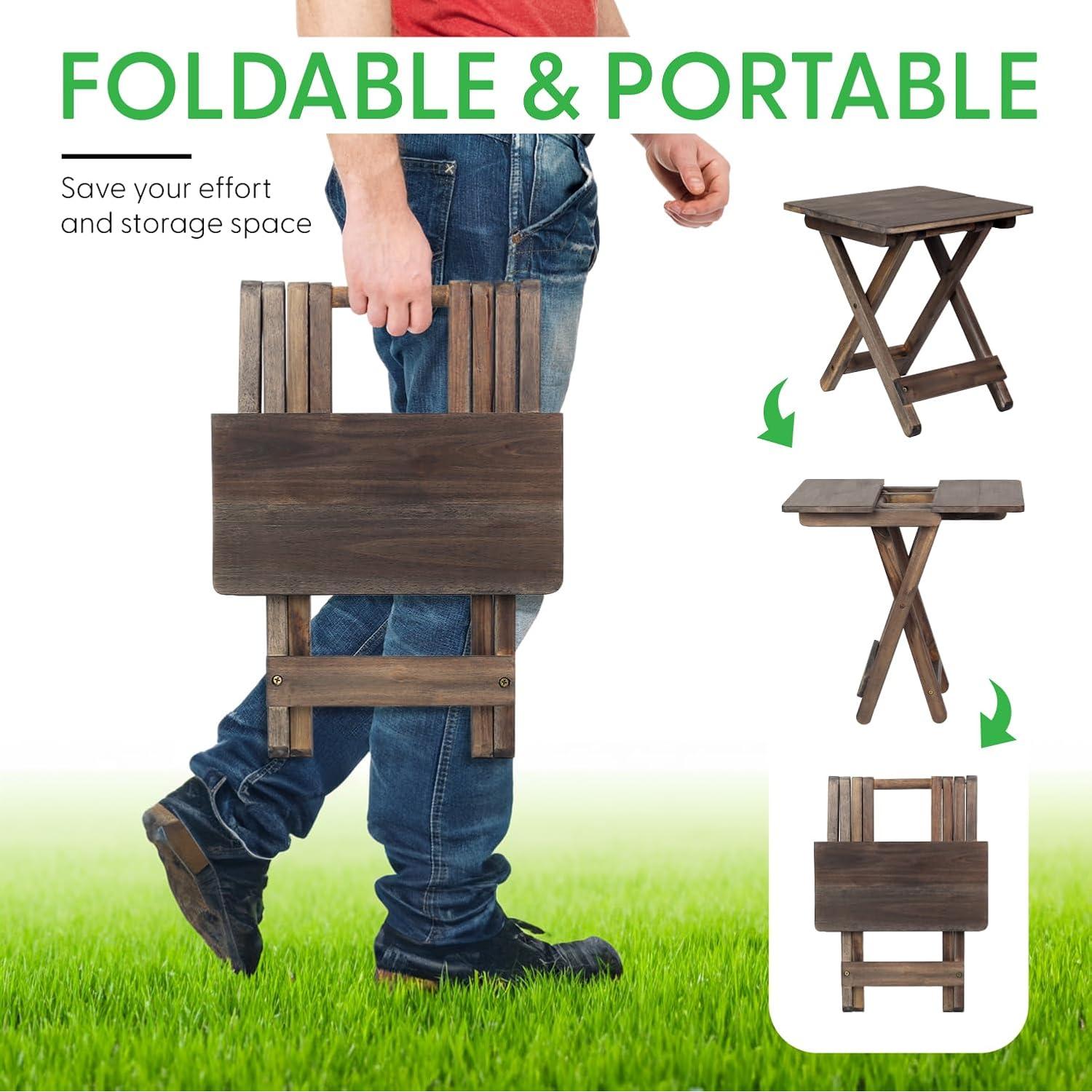 Mesa Lateral Plegable DAXULY de Madera Acacia 32.5 cm