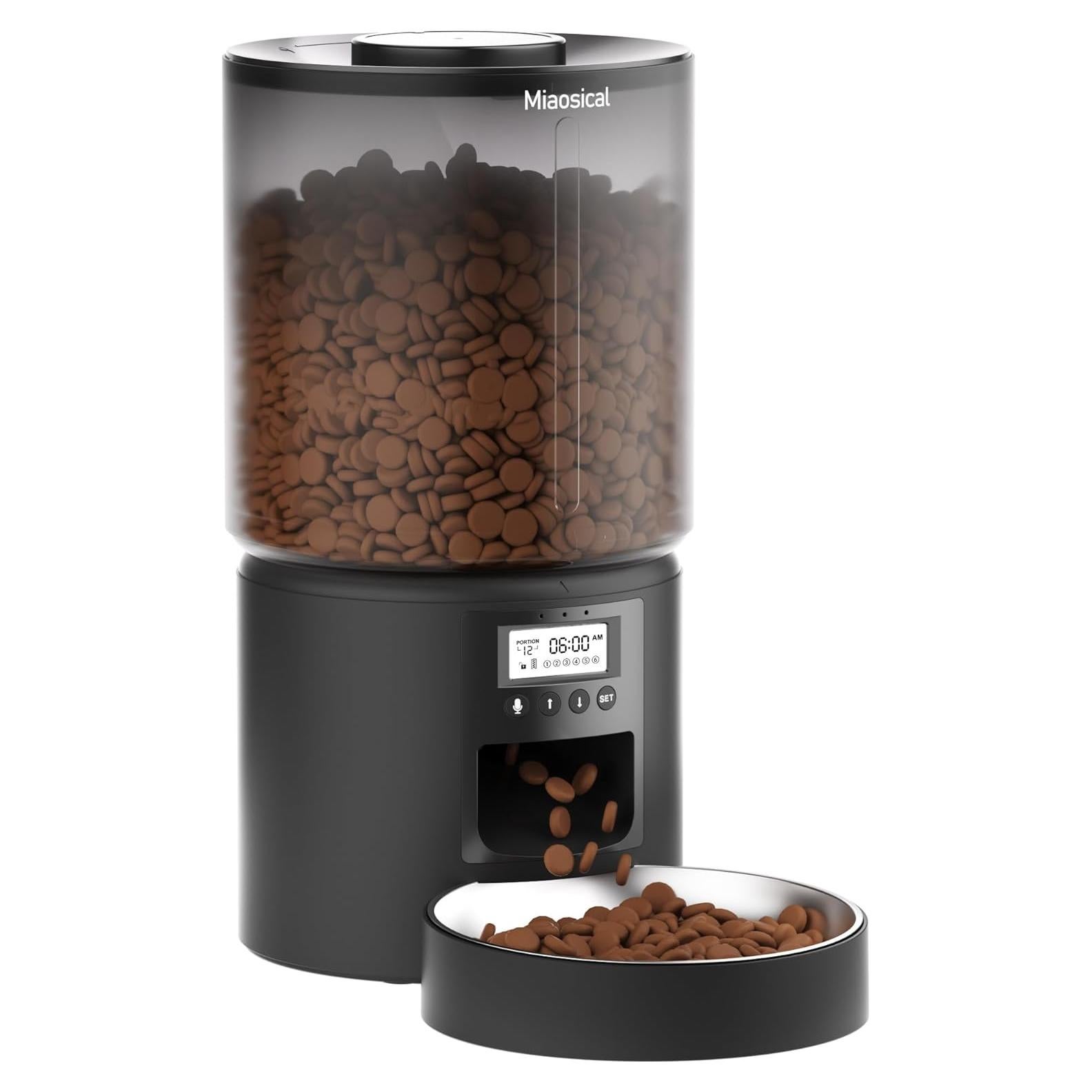 Comedero Automático Miaosical 5.2L Acero Inoxidable Negro