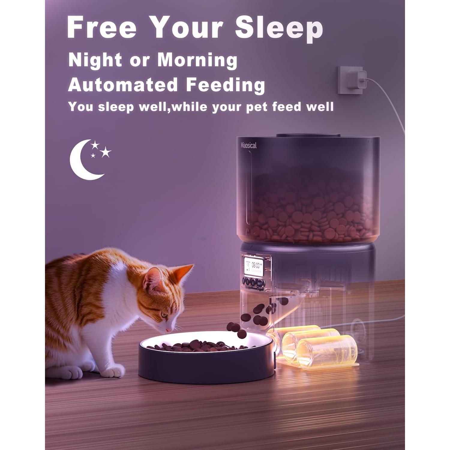 Comedero Automático Miaosical 5.2L Acero Inoxidable Negro