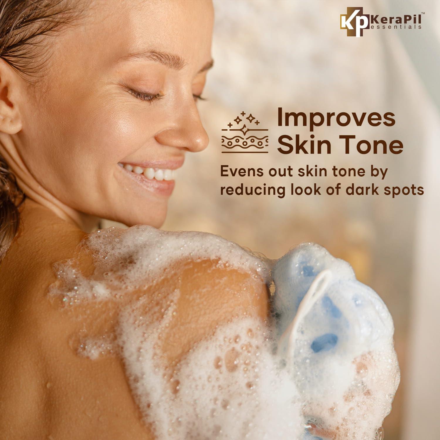 Gel de Ducha Exfoliante KERAPIL 473 ml - Coco y Vainilla