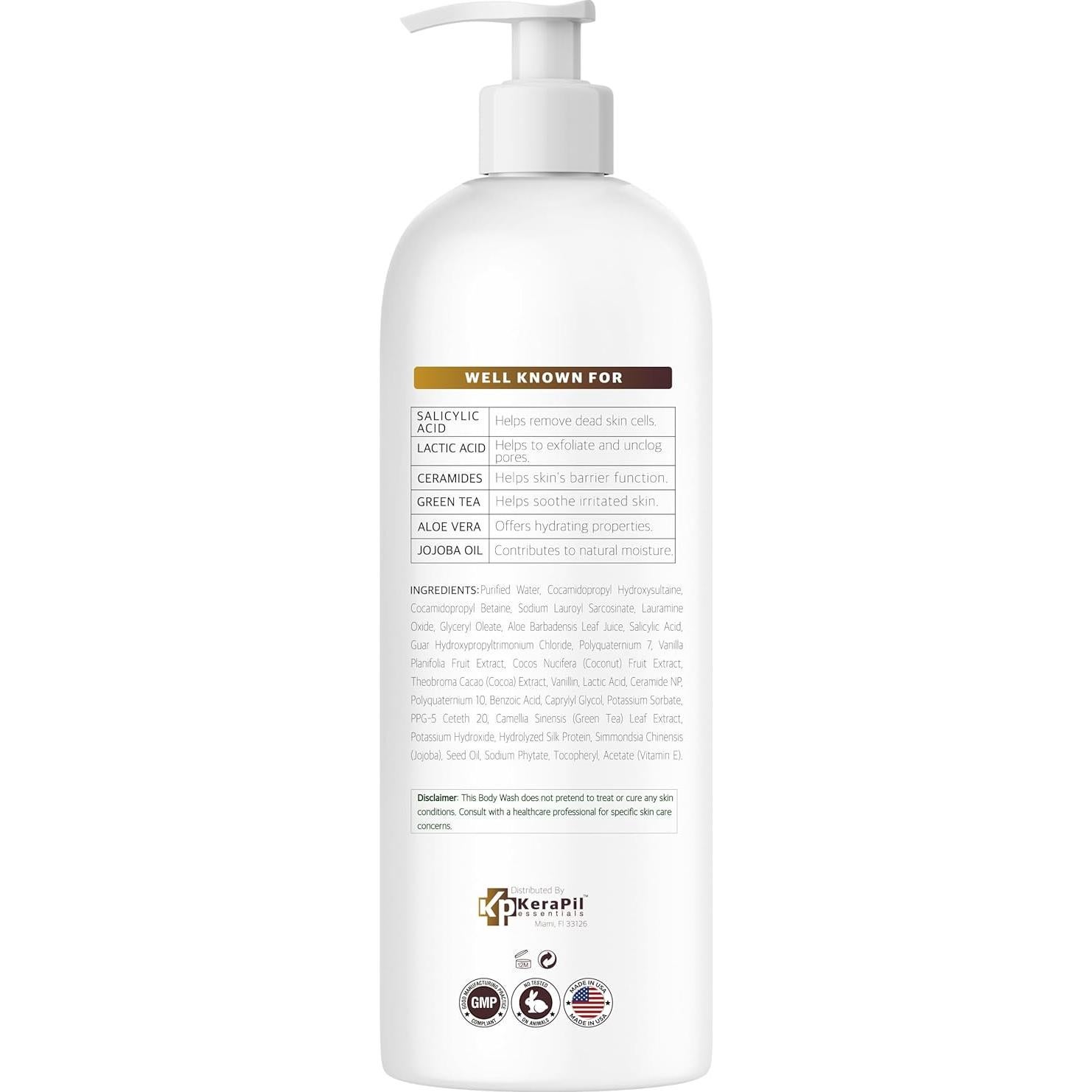 Gel de Ducha Exfoliante KERAPIL 473 ml - Coco y Vainilla