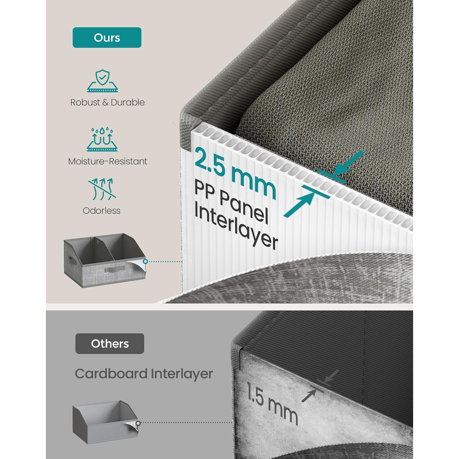 Set de 6 Cestas de Almacenamiento SONGMICS 40x30x20 cm Gris