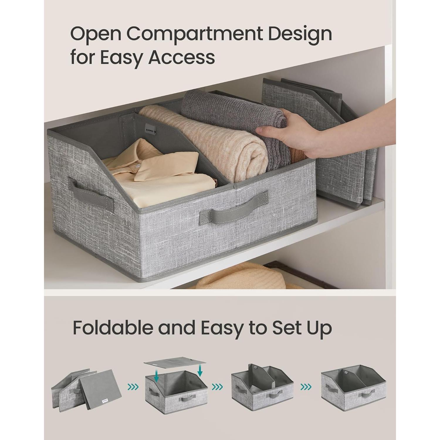 Set de 6 Cestas de Almacenamiento SONGMICS 40x30x20 cm Gris