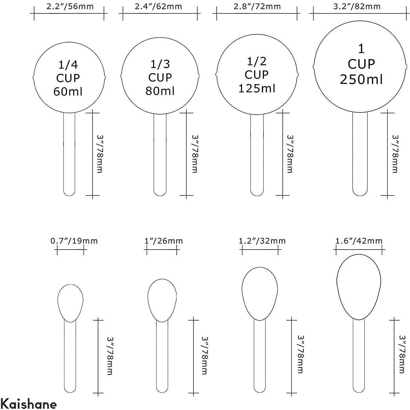 Juego de Tazas y Cucharas Medidoras Acero Inoxidable KAISHANE
