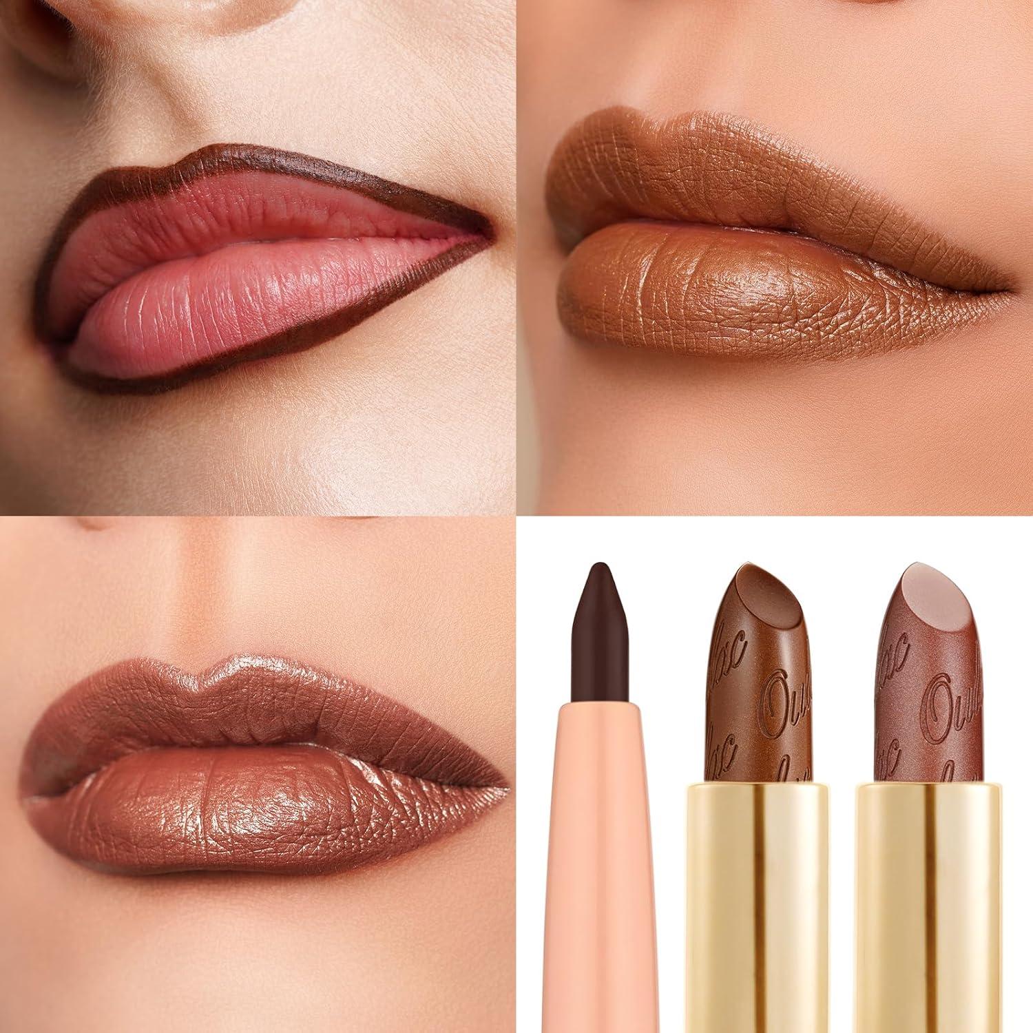 Conjunto Labial y Delineador Oulac 3PCS Vegano Hidratante