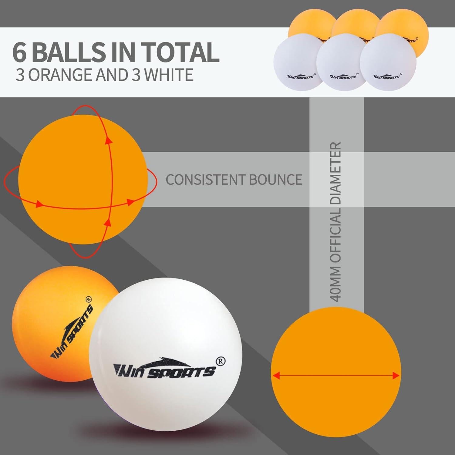 Set de Palas de Ping Pong WIn SPORTS con 6 Pelotas