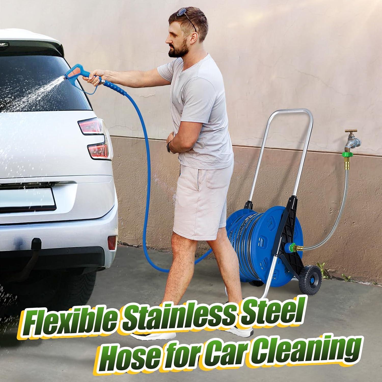 Manguera de Jardín Beeplove 0.61m Acero Inoxidable Doble Femenino