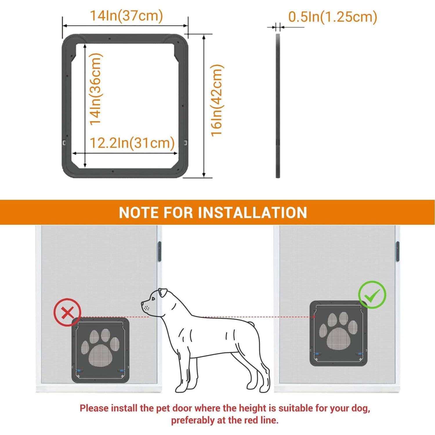Puerta para Perros Grande PETLESO Gris 35.5x30.5 cm Fácil Instalación