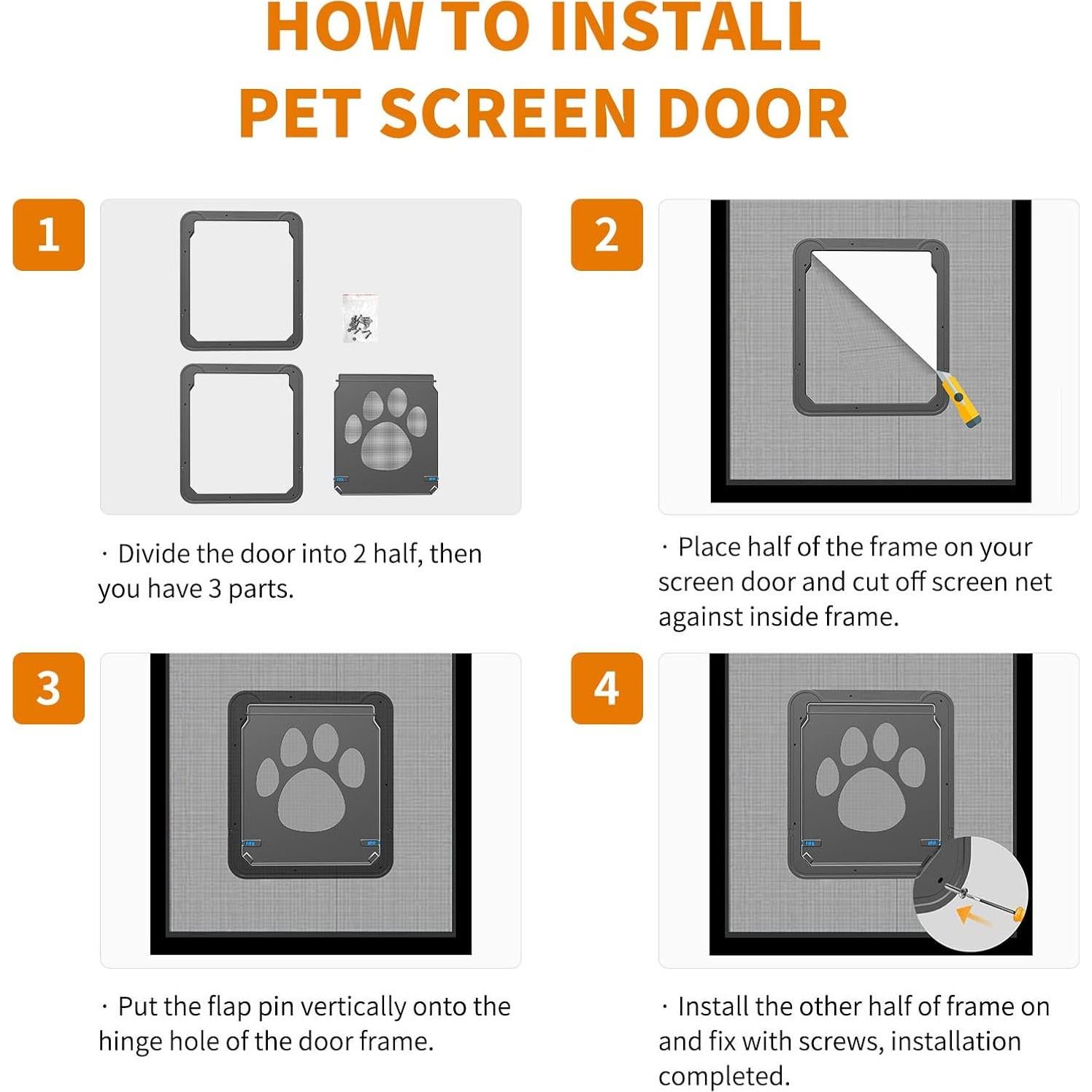 Puerta para Perros Grande PETLESO Gris 35.5x30.5 cm Fácil Instalación