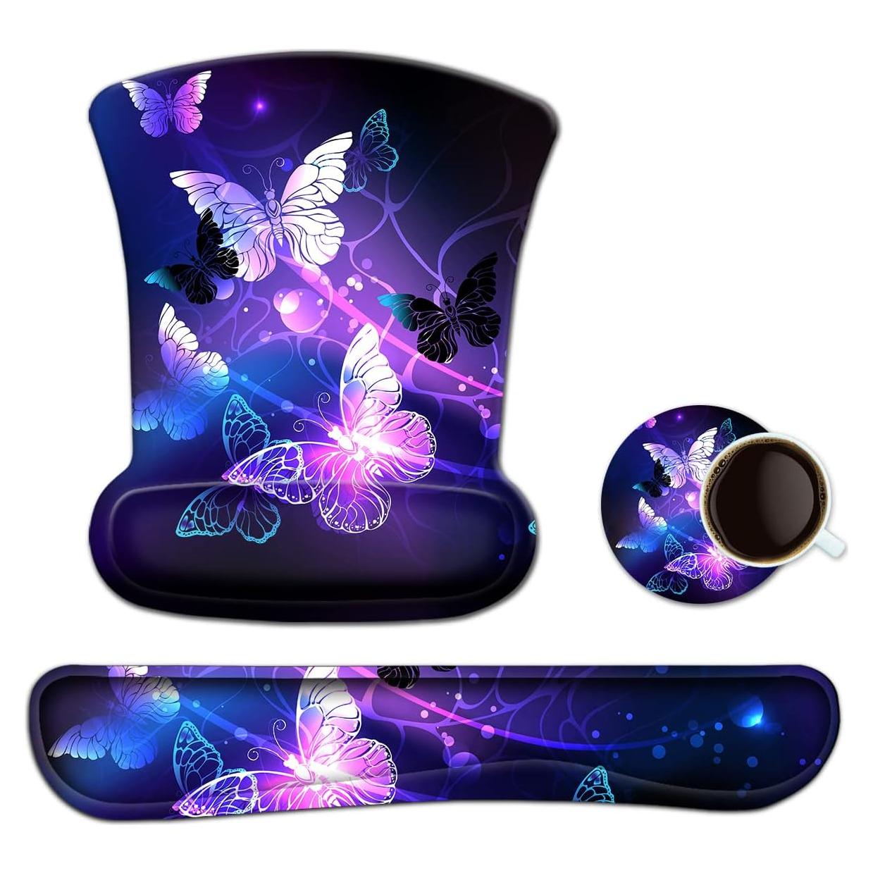 ToLuLu Almohadilla Ergonómica para Muñeca y Ratón - Arte Mariposas