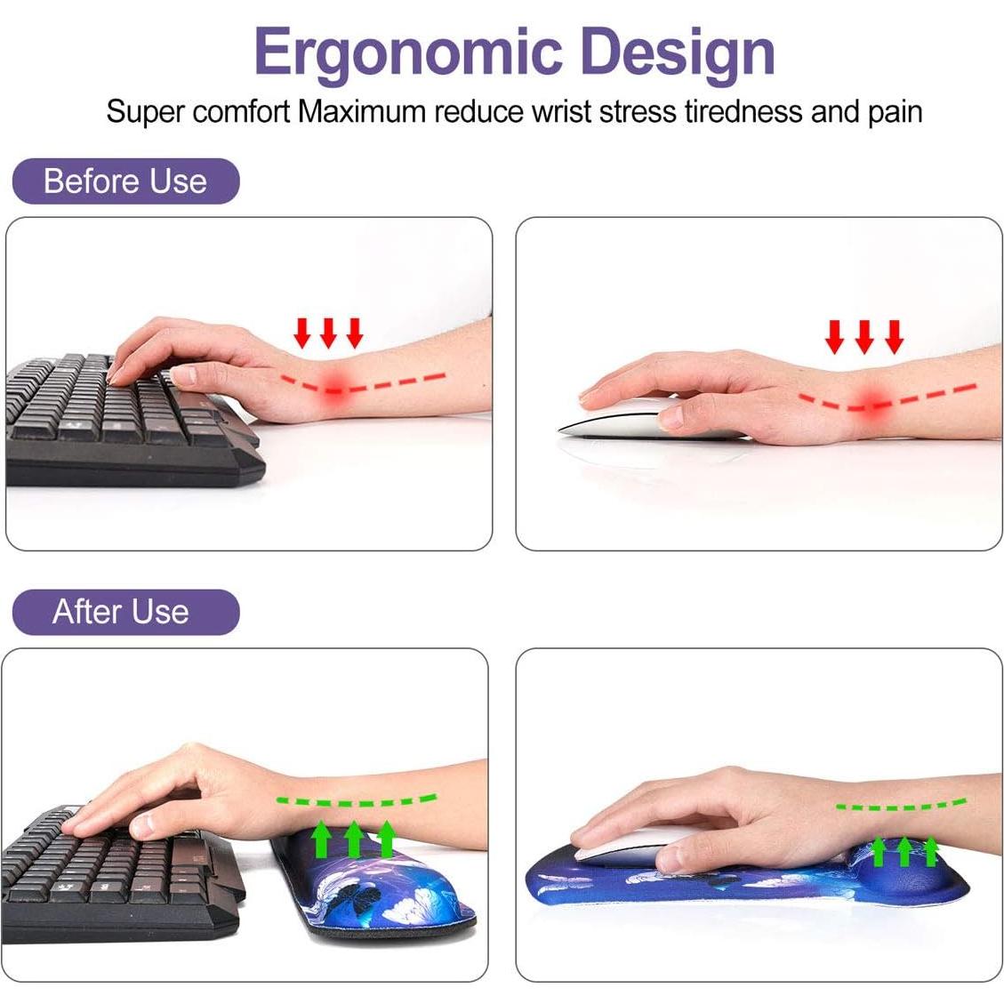 ToLuLu Almohadilla Ergonómica para Muñeca y Ratón - Arte Mariposas