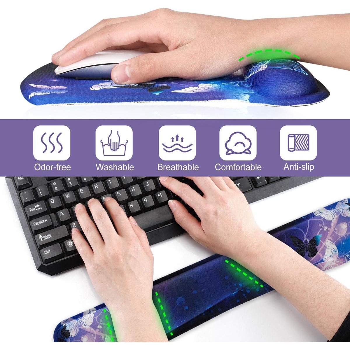 ToLuLu Almohadilla Ergonómica para Muñeca y Ratón - Arte Mariposas