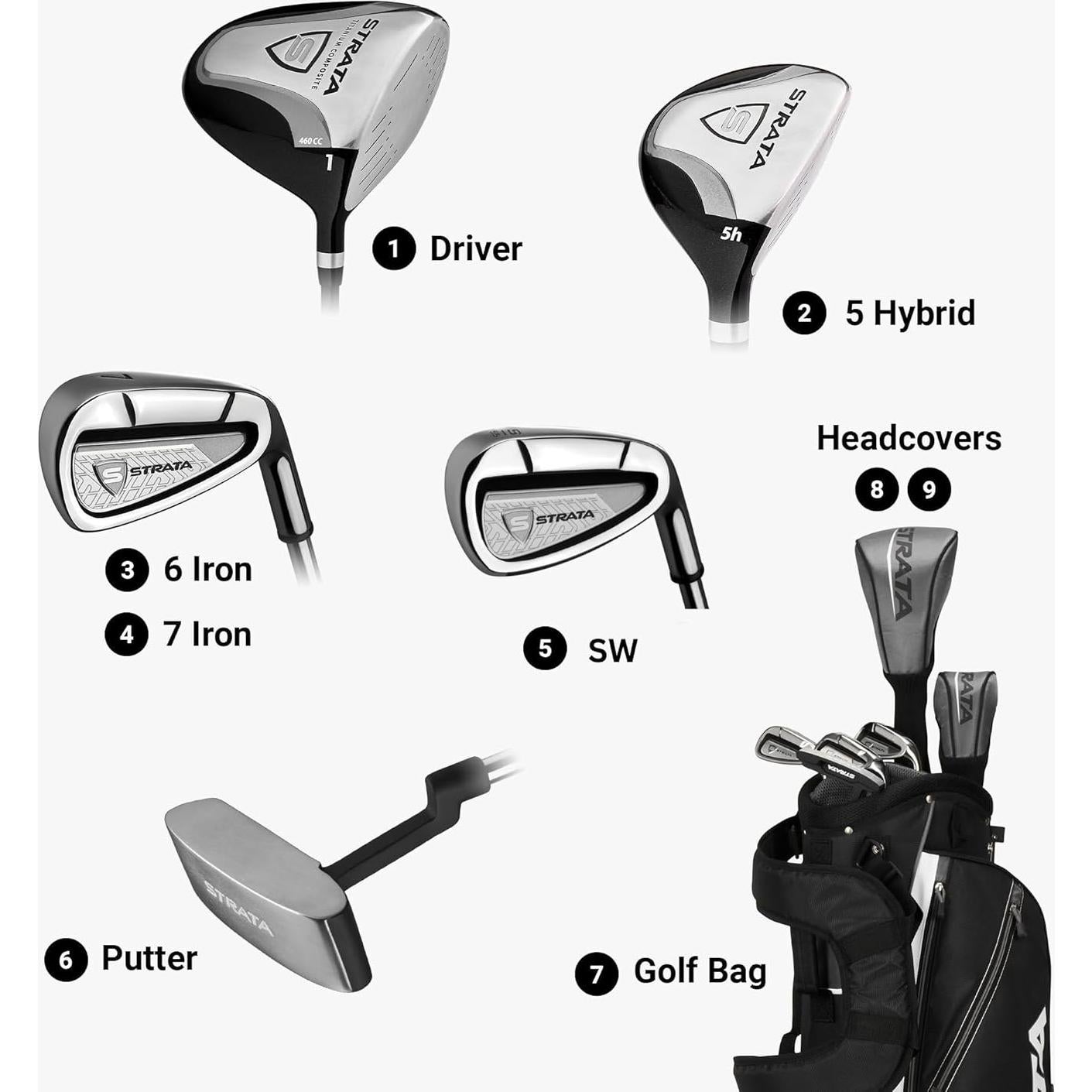 Conjunto Golf Callaway Strata Intro 9 Piezas Plata