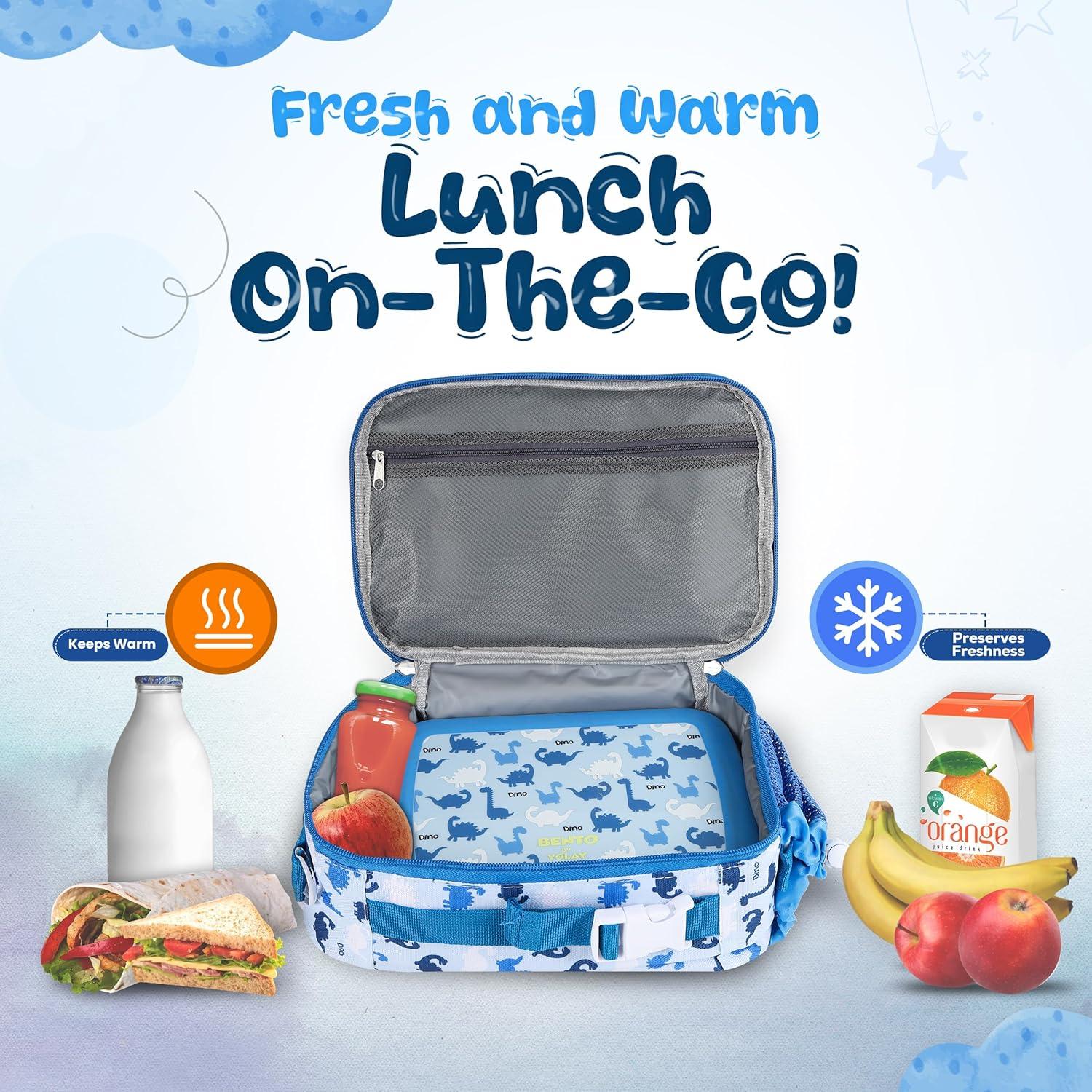 Bolsa de Almuerzo para Niños YOLAY Dino, Aislante y Espaciosa