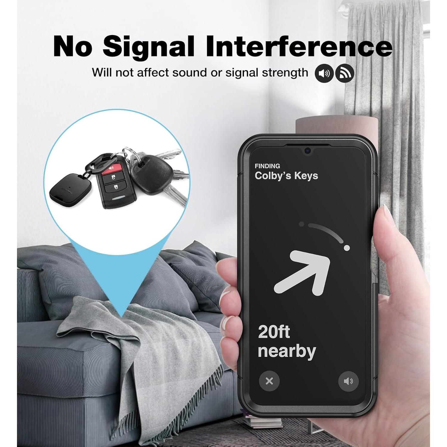 Funda Protectora SURITCH para AirTag - Negro, TPU a Prueba de Golpes