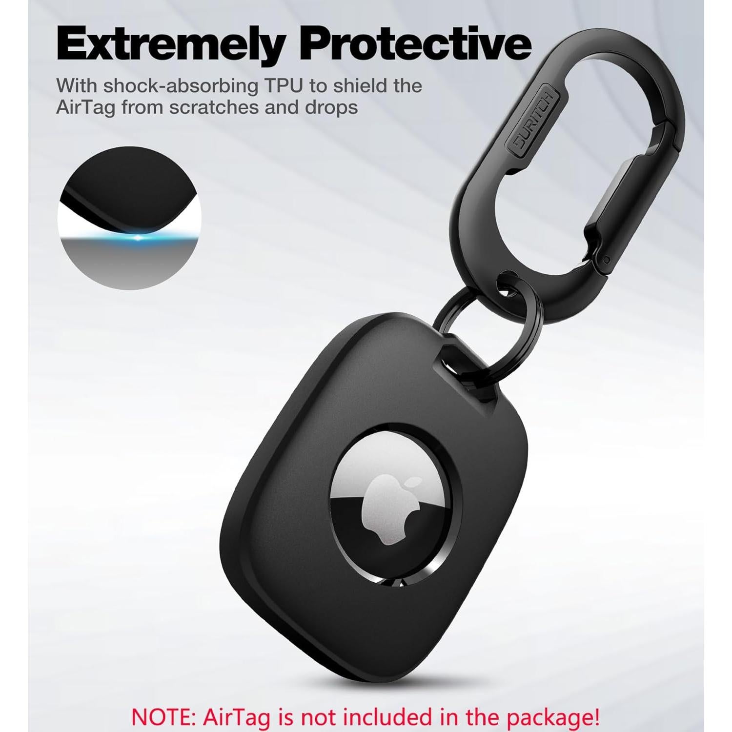 Funda Protectora SURITCH para AirTag - Negro, TPU a Prueba de Golpes