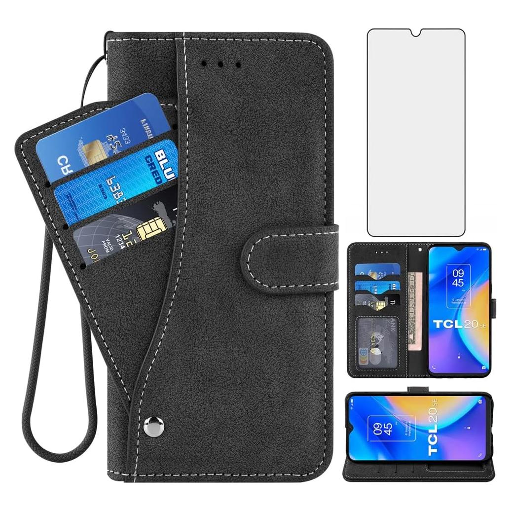 Funda Flip Asuwish para TCL 20 SE con Protector de Pantalla
