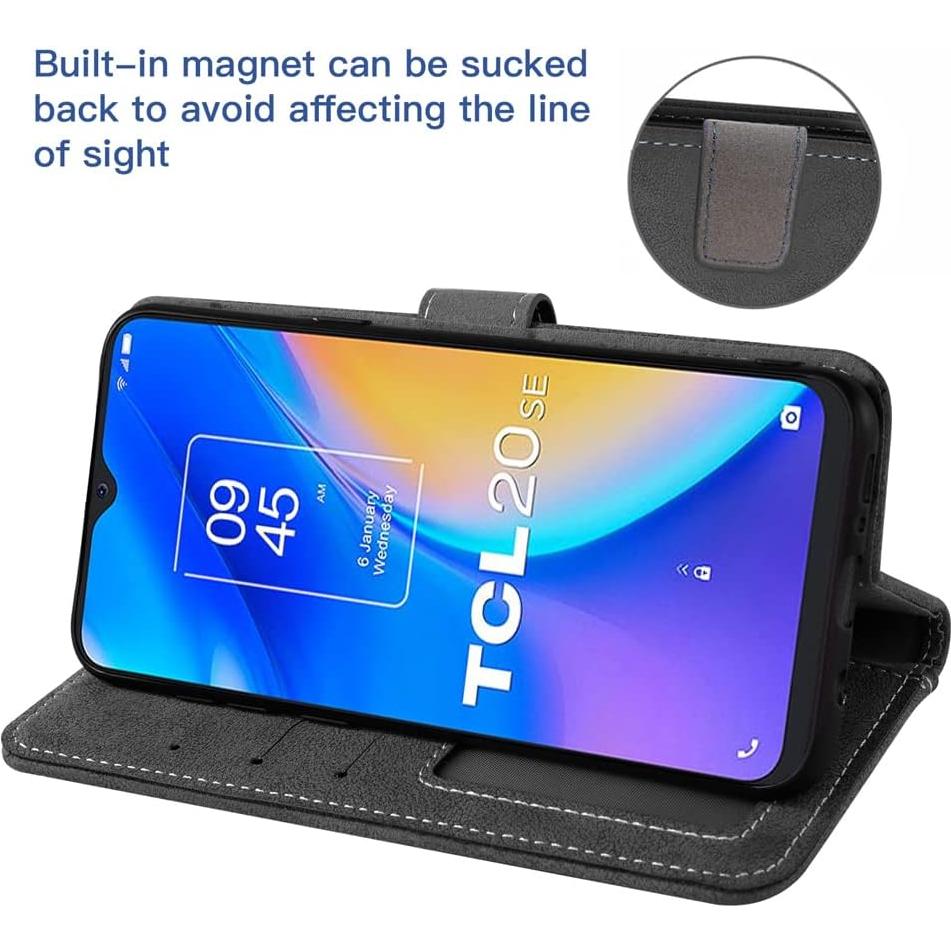 Funda Flip Asuwish para TCL 20 SE con Protector de Pantalla