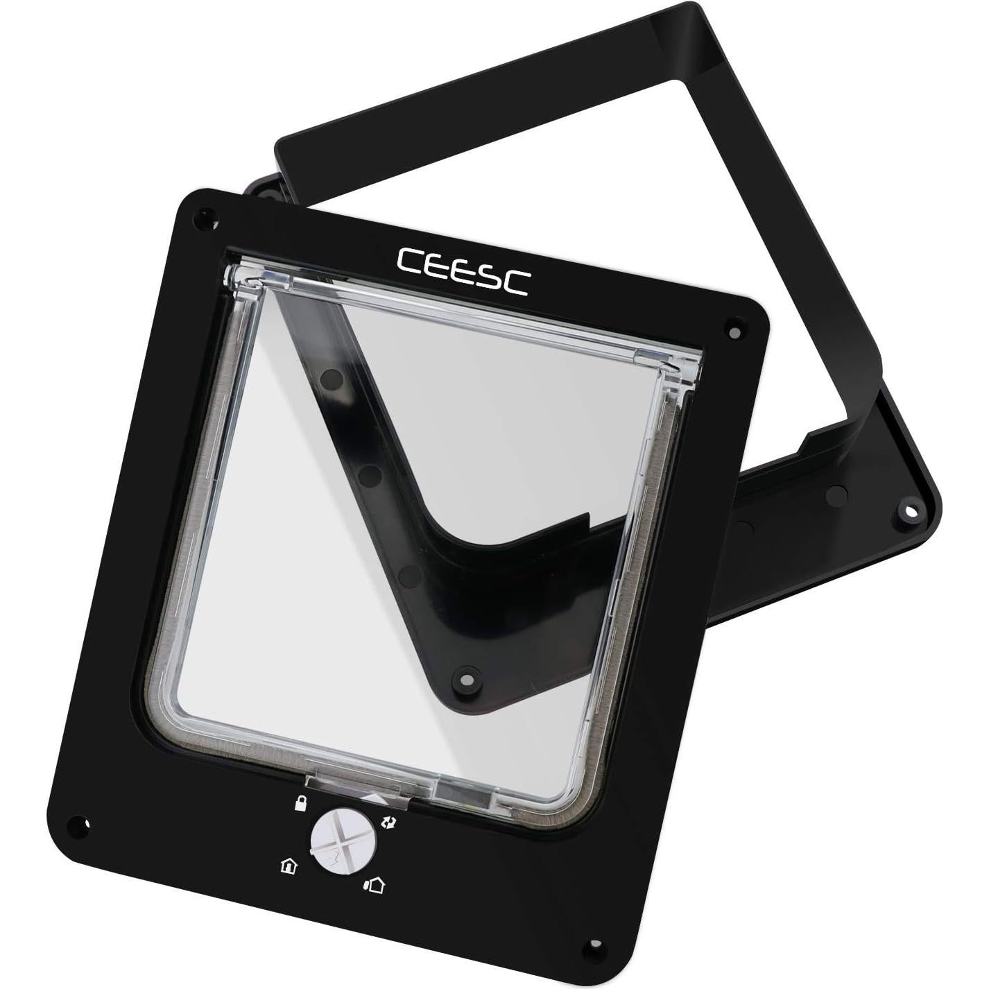 Puerta para Gato CEESC Mediana Negra con Cerradura 4 Vías