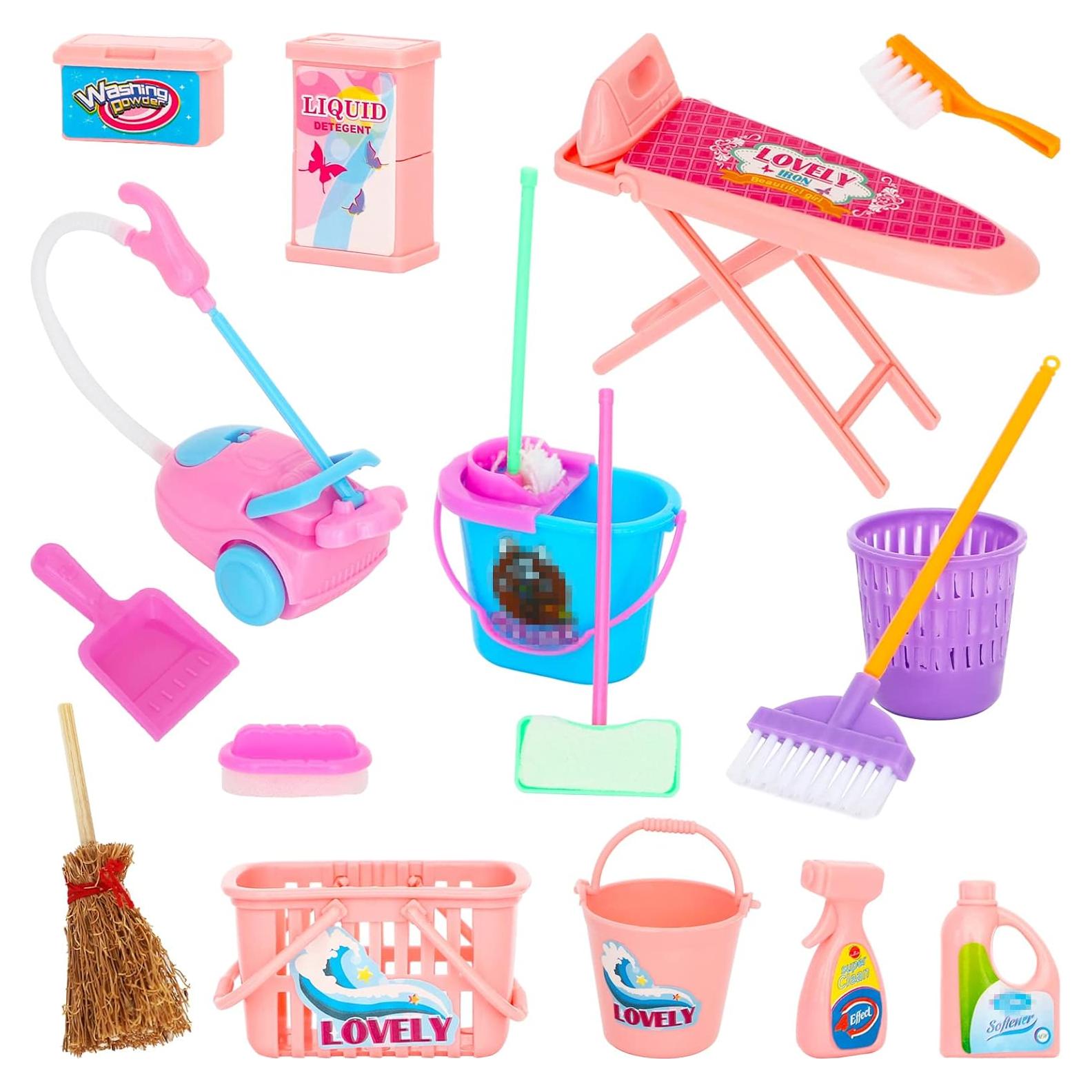 SOTOGO 18 Piezas Accesorios de Limpieza para Casa de Muñecas