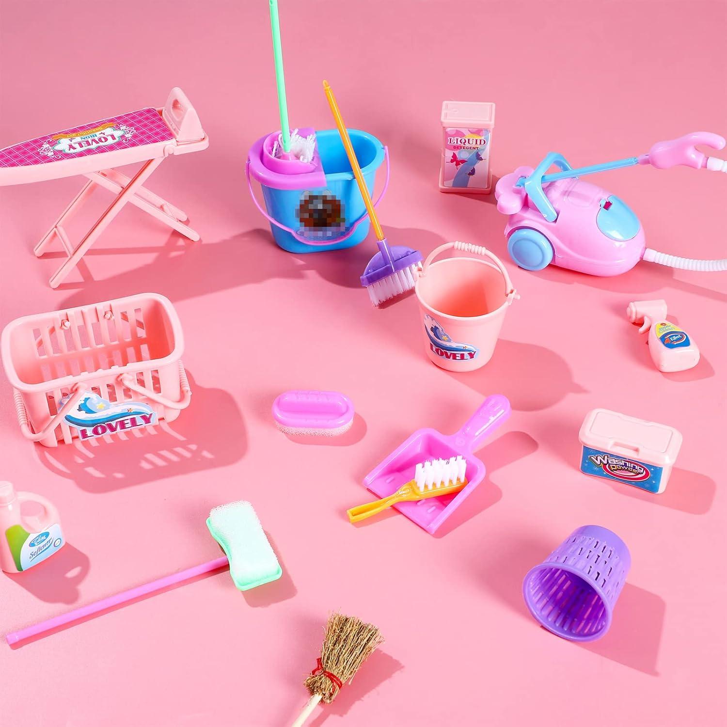 SOTOGO 18 Piezas Accesorios de Limpieza para Casa de Muñecas