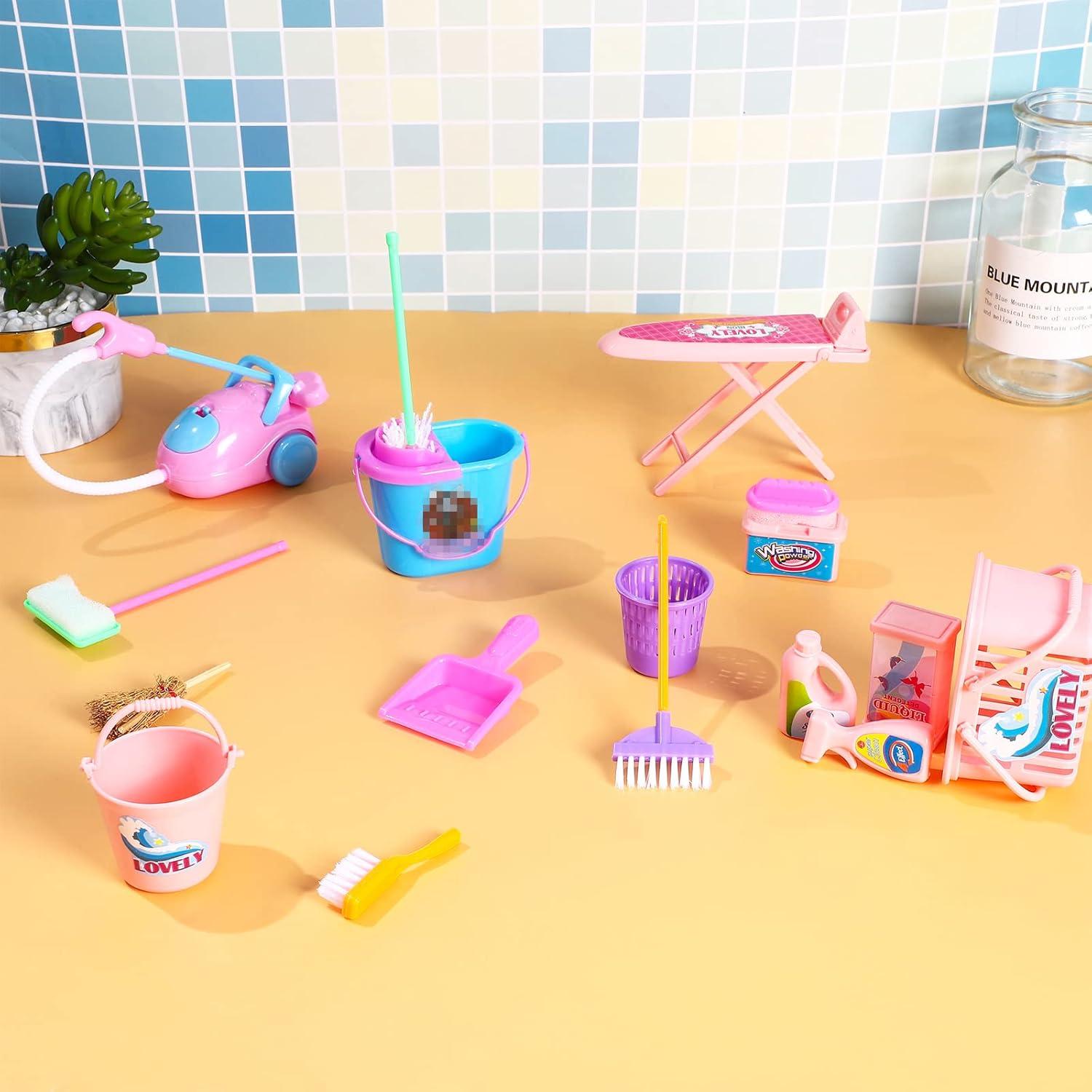 SOTOGO 18 Piezas Accesorios de Limpieza para Casa de Muñecas