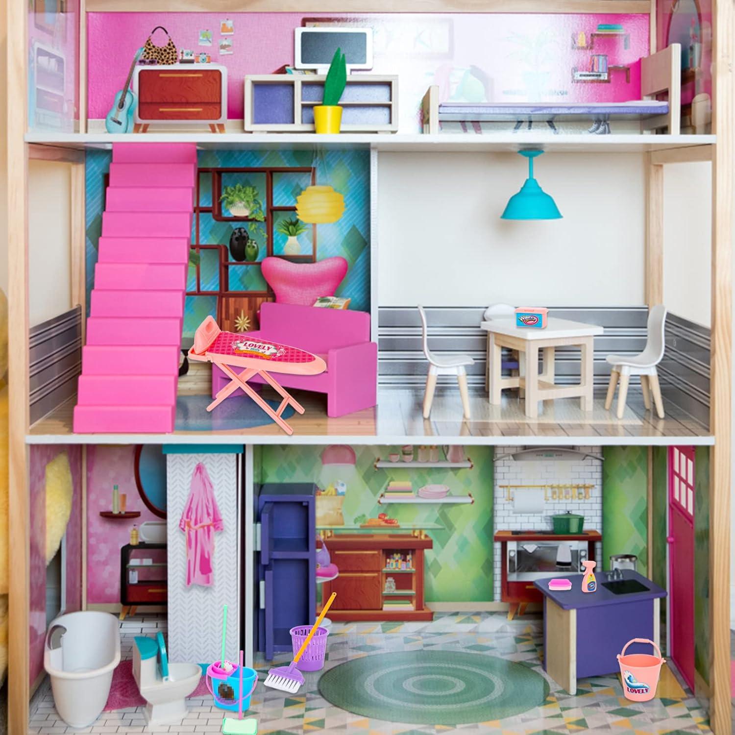 SOTOGO 18 Piezas Accesorios de Limpieza para Casa de Muñecas