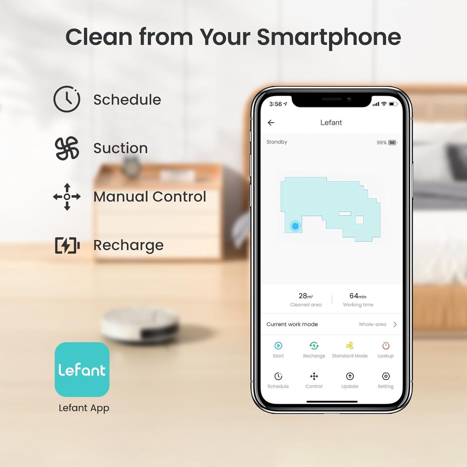 Aspiradora Robot Lefant M210P Ultra Delgado 2200Pa