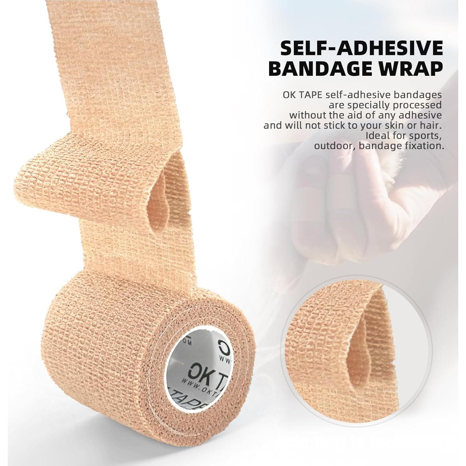 Venda Cohesiva Autoadhesiva OK TAPE 24 Rollos 2.5 cm x 4.5 m Beige